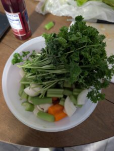 Prepping the vegetables