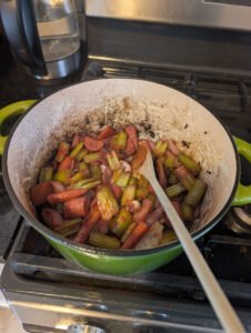 Sauteeing the veggies