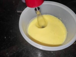 Frothing up the eggs