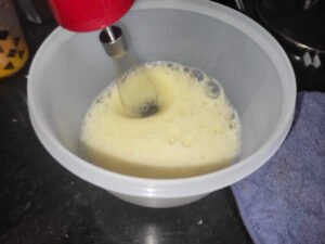 Frothed up eggs with lemon juices