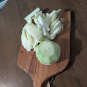 Peeled and cut Kohlrabi