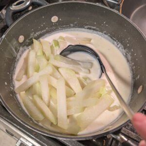 Folding in the Kohlrabi.