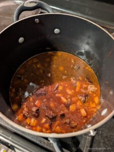 Now the long simmer of the Goulash begins