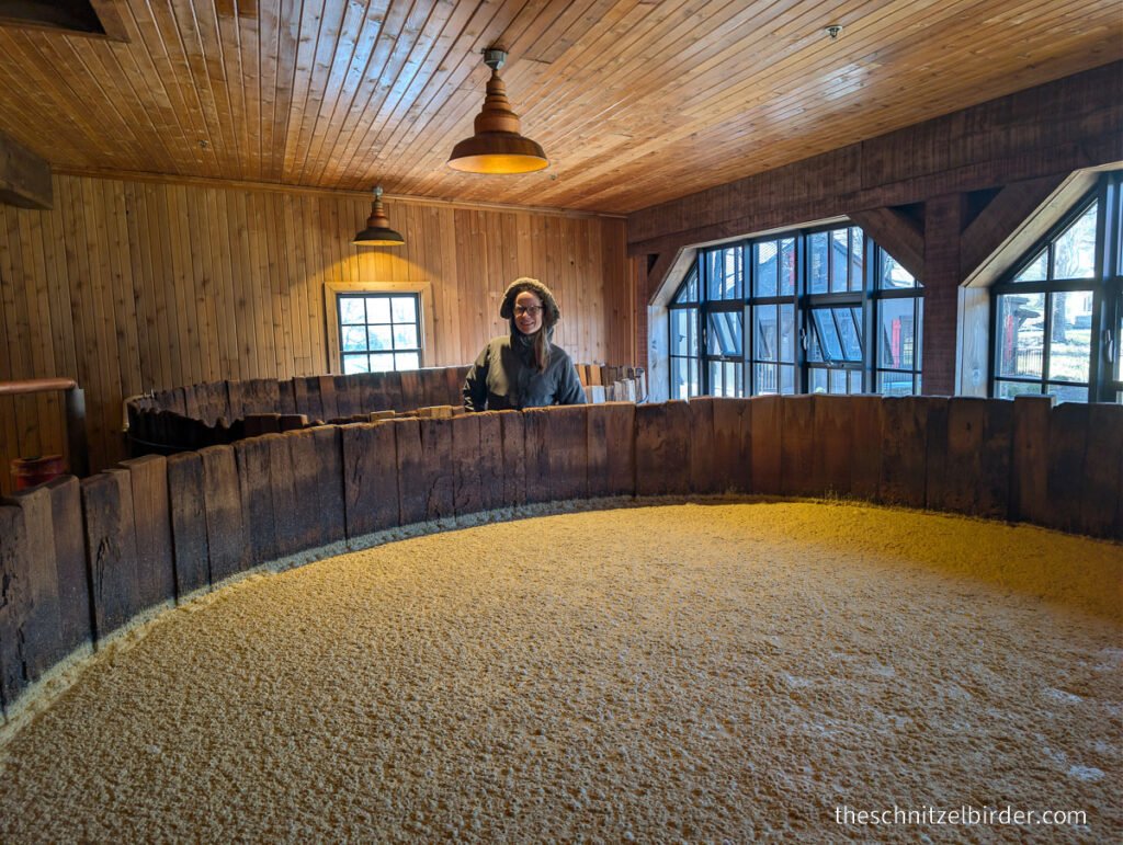 Fermenter Tanks and Ali at Maker's Mark Distillery