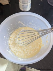 Mixing all the wet ingredients for Authentic German Hefezopf