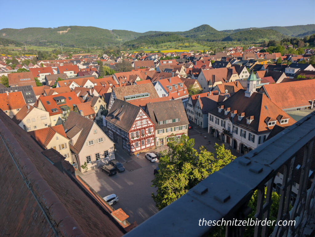 View on Downtown of Weilheim an der Teck from The Peterskirche Tower