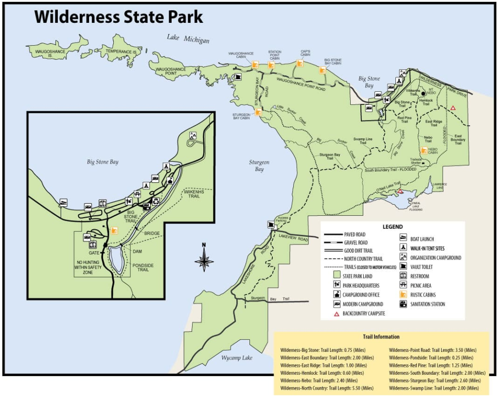 Hiking Map Wilderness State Park